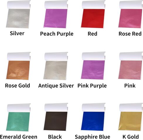 PEKPAK Gold Leaf Sheets for Art，100PCS Gold Foil Sheets,Imitation Gold Leaf Paper for DIY Art Decoration, Nails, Handicrafts, Bronzing, Furniture, Painting, Resin(Purple) in Saudi Arabia