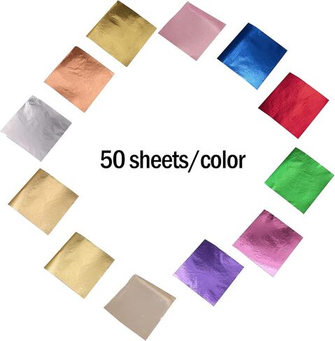 600pcs Gold Leaf Sheets, BetterJonny 12 Colors Imitation Gold Foils Sheets 3.15 * 3.35 Inches Metallic Leaf Paper for DIY Art Decoration, Nails, Furniture in Saudi Arabia