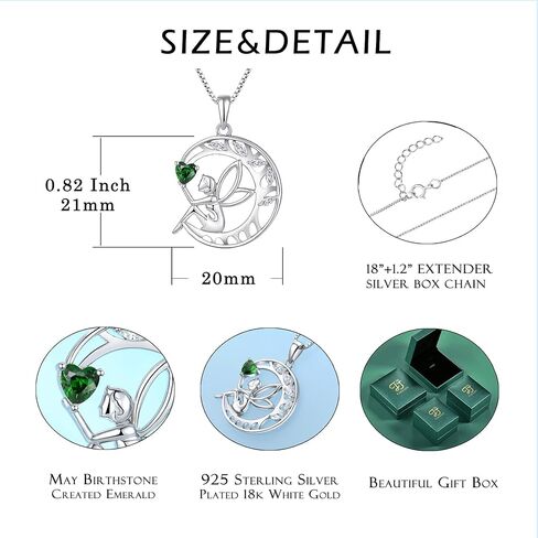 قلادة FJ Guardian Angel من الفضة الإسترلينية عيار 925 على شكل شجرة الحياة وقلادة على شكل قمر خرافي وقلادة جوهرة الميلاد هدايا مجوهرات للنساء in Kuwait