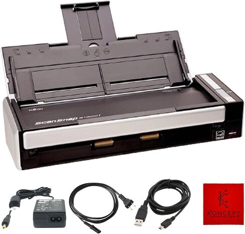 حزمة الماسح الضوئي للمستندات S1300 FUJITSU Scansnap - ضمان لمدة عام - مع محول تيار متردد 7.2 فولت، وUSB صغير وقطعة قماش للتنظيف من الألياف الدقيقة (متجددة) in Saudi Arabia