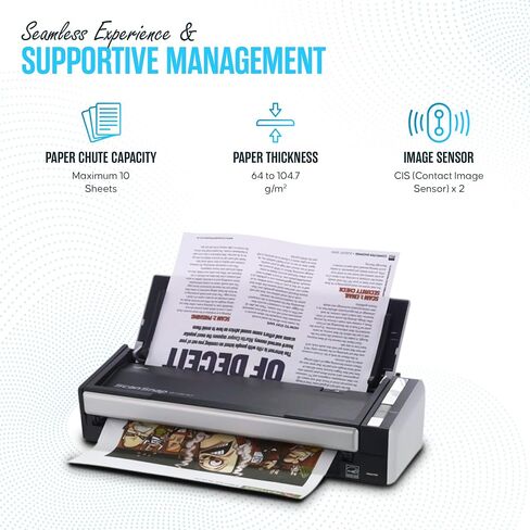 حزمة الماسح الضوئي للمستندات S1300 FUJITSU Scansnap - ضمان لمدة عام - مع محول تيار متردد 7.2 فولت، وUSB صغير وقطعة قماش للتنظيف من الألياف الدقيقة (متجددة) in Saudi Arabia