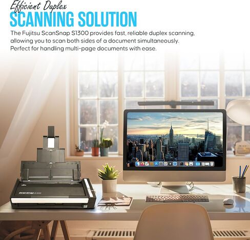 حزمة الماسح الضوئي للمستندات S1300 FUJITSU Scansnap - ضمان لمدة عام - مع محول تيار متردد 7.2 فولت، وUSB صغير وقطعة قماش للتنظيف من الألياف الدقيقة (متجددة) in Saudi Arabia