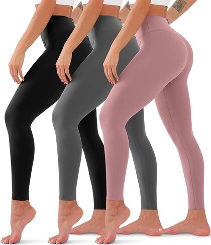 3 Pack High Waisted Leggings for Women No See Through Yoga Pants Tummy Control Leggings for Workout Running Buttery Soft in Saudi Arabia