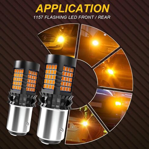 العنبر BAY15D 1157 مصابيح LED صفراء Canbus خالية من الأخطاء أضواء إشارة الانعطاف BAY15D Led مقاوم مدمج لا فرط فلاش لا أخطاء لمؤشر الضوء الوامض لمبات الإضاءة الجانبية (2 قطعة) in Kuwait