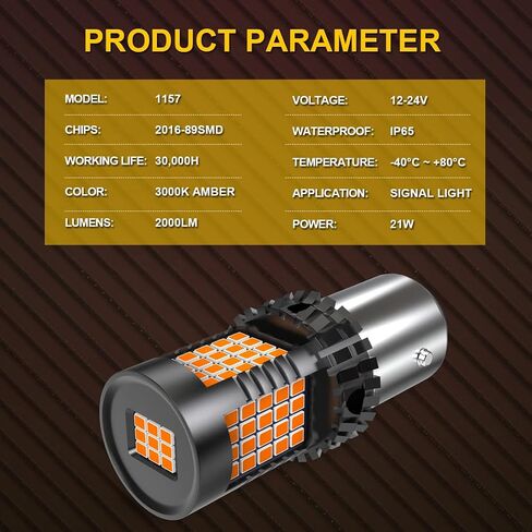 العنبر BAY15D 1157 مصابيح LED صفراء Canbus خالية من الأخطاء أضواء إشارة الانعطاف BAY15D Led مقاوم مدمج لا فرط فلاش لا أخطاء لمؤشر الضوء الوامض لمبات الإضاءة الجانبية (2 قطعة) in Kuwait