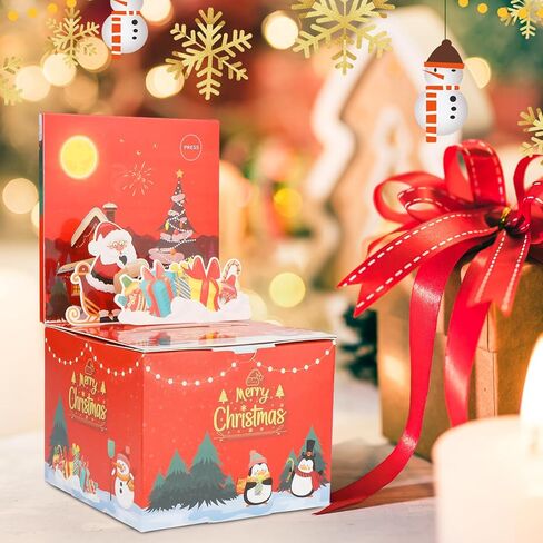 صندوق نقود عيد الميلاد لسحب الهدايا النقدية، هدايا حفلات عيد الميلاد الموسيقية المنبثقة زينة عيد الميلاد مع 30 قطعة من الحقائب الشفافة وLED، صندوق هدايا مفاجأة للأطفال البالغين in Kuwait