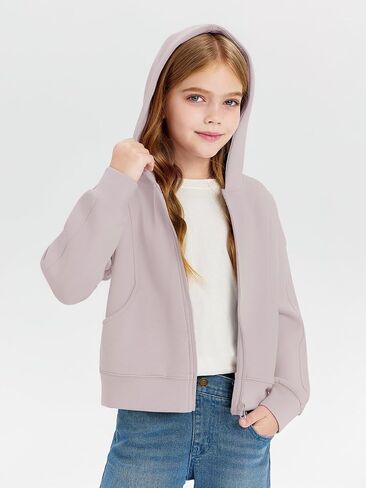 Haloumoning Girls Zip Up Hoodie Kids Fashion Sweatshirt Lightweight Jacket with Pockets 7-14 Years in Saudi Arabia