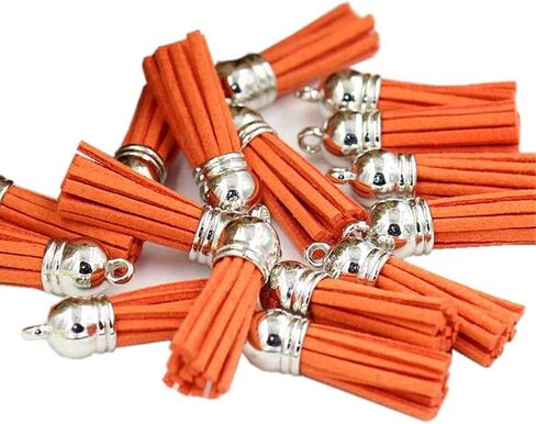 MSCFTFB 100 Pieces 1.5inch Mini Tassels Faux Suede Mala Tassel Kit for Earring Necklace Jewelry Making Garland Keychain Charms DIY Crafts (Orange) in Saudi Arabia