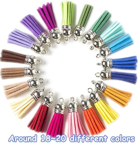 MSCFTFB 100 Pieces 1.5inch Mini Tassels Faux Suede Mala Tassel Kit for Earring Necklace Jewelry Making Garland Keychain Charms DIY Crafts (Orange) in Saudi Arabia