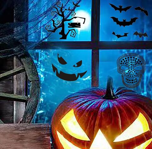 16 Pcs Halloween Drawing Stencils, 7.8 Inch Plastic Reusable Pumpkin Faces Painting Template for Painting On Wood DIY Pumpkin Carving, Wood,Window, Walls Art,and Halloween Decoration. (Halloween) in Saudi Arabia