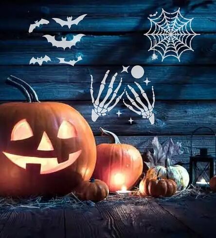 16 Pcs Halloween Drawing Stencils, 7.8 Inch Plastic Reusable Pumpkin Faces Painting Template for Painting On Wood DIY Pumpkin Carving, Wood,Window, Walls Art,and Halloween Decoration. (Halloween) in Saudi Arabia