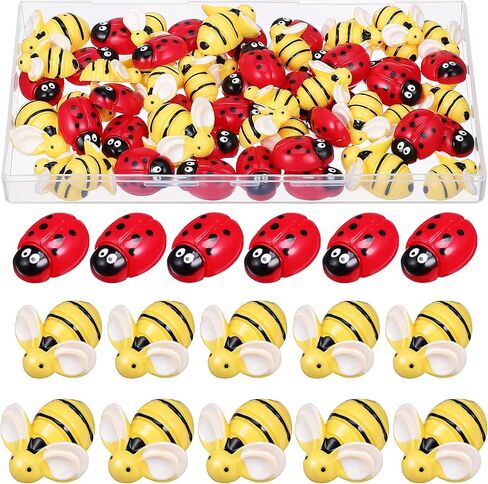 NUOBESTY Resin Bees Ladybugs Charms Tiny Animals Resin Charms Ornaments Embellishments Bee Charms DIY Craft Scrapbooking Hair Clips Bees Flatback Beads 60pcs in Saudi Arabia