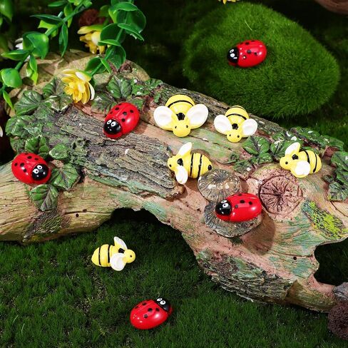 NUOBESTY Resin Bees Ladybugs Charms Tiny Animals Resin Charms Ornaments Embellishments Bee Charms DIY Craft Scrapbooking Hair Clips Bees Flatback Beads 60pcs in Saudi Arabia