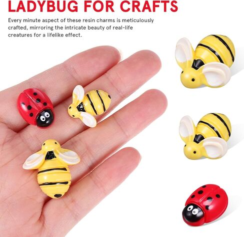 NUOBESTY Resin Bees Ladybugs Charms Tiny Animals Resin Charms Ornaments Embellishments Bee Charms DIY Craft Scrapbooking Hair Clips Bees Flatback Beads 60pcs in Saudi Arabia