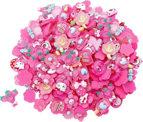 60 Pcs Slime Charms Bulk DIY Craft Making Kit, Cute Flat Back Resin Charms for Crafts (Rose red) in Saudi Arabia