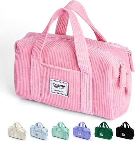Pencil Case Pouch Bag School Supplies for Girls, Cute Aesthetic Corduroy Pen Case, Large Big Capacity Zipper Stationery Bag for Women Teen Adults, Pink, 1600ml in Kuwait