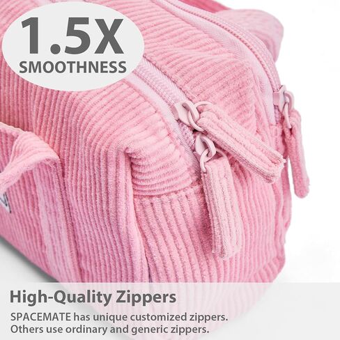 Pencil Case Pouch Bag School Supplies for Girls, Cute Aesthetic Corduroy Pen Case, Large Big Capacity Zipper Stationery Bag for Women Teen Adults, Pink, 1600ml in Kuwait