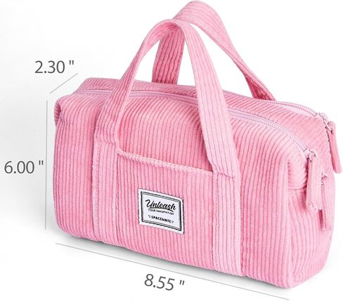 Pencil Case Pouch Bag School Supplies for Girls, Cute Aesthetic Corduroy Pen Case, Large Big Capacity Zipper Stationery Bag for Women Teen Adults, Pink, 1600ml in Kuwait