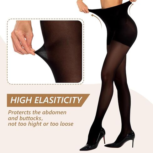 MANZI 2 Pairs Compression Pantyhose for Women Shaping Black Tights 10-15mmHg Support 50D Opaque Tights Compression Stockings in Saudi Arabia