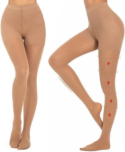 MANZI 2 Pairs Compression Pantyhose for Women Shaping Black Tights 10-15mmHg Support 50D Opaque Tights Compression Stockings in Saudi Arabia