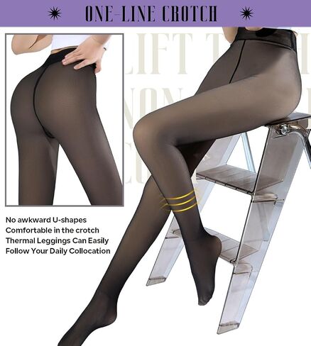 Fleece Lined Tights for Women - Translucent Thermal Sheer Warm Winter Tights with High Elasticity in Saudi Arabia