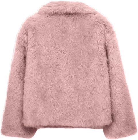 Arssm Womens Fluffy Coat Faux Fur Cardigan Jacket Long Sleeve Lapel Faux Fur Coat Outwear Warm Winter in Kuwait
