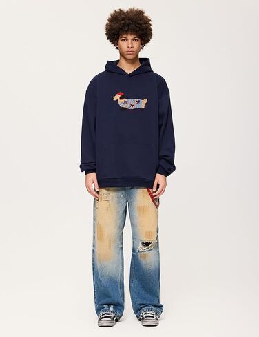 Aelfric Eden Cartoon Dog Hoodie Cute Hooded Sweatshirt Long Sleeve Pullover Oversized Hoodies 2024 Fall Outfits in Kuwait