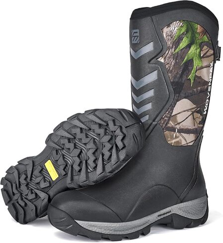 WOVENPAK Waterproof Rubber Boots for Men, Insulated Hunting Boots for Men with Steel Shank, 6mm Neoprene Anti-Slip Keep Warm Work Boots for Farm & Yard, Size 6-13 in Kuwait