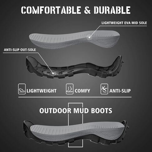 WOVENPAK Waterproof Rubber Boots for Men, Insulated Hunting Boots for Men with Steel Shank, 6mm Neoprene Anti-Slip Keep Warm Work Boots for Farm & Yard, Size 6-13 in Kuwait