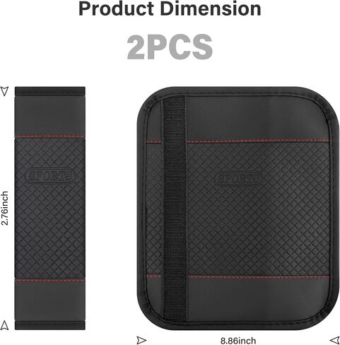 قطعتان من وسادة غطاء حزام مقعد السيارة الرياضية، وسادة حزام الأمان الجلدية مع مشبك من النايلون لحماية كتفيك، ملحقات داخلية عالمية للسيارات للسيارات وسيارات الدفع الرباعي والشاحنات (أسود/برتقالي) in Kuwait