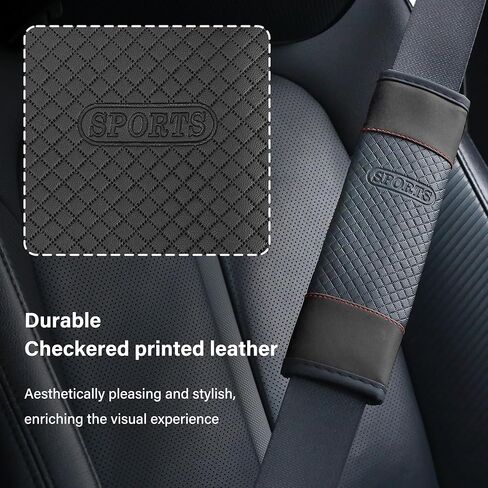 قطعتان من وسادة غطاء حزام مقعد السيارة الرياضية، وسادة حزام الأمان الجلدية مع مشبك من النايلون لحماية كتفيك، ملحقات داخلية عالمية للسيارات للسيارات وسيارات الدفع الرباعي والشاحنات (أسود/برتقالي) in Kuwait