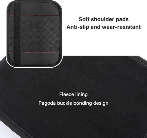 قطعتان من وسادة غطاء حزام مقعد السيارة الرياضية، وسادة حزام الأمان الجلدية مع مشبك من النايلون لحماية كتفيك، ملحقات داخلية عالمية للسيارات للسيارات وسيارات الدفع الرباعي والشاحنات (أسود/برتقالي) in Kuwait