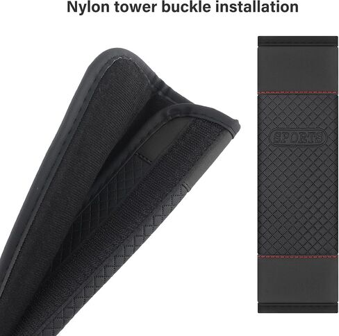 قطعتان من وسادة غطاء حزام مقعد السيارة الرياضية، وسادة حزام الأمان الجلدية مع مشبك من النايلون لحماية كتفيك، ملحقات داخلية عالمية للسيارات للسيارات وسيارات الدفع الرباعي والشاحنات (أسود/برتقالي) in Kuwait