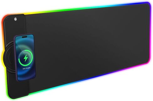 Hcman RGB Gaming Mouse Pad, Large Mousepad with Led Light, PC Gaming Accessories Black Keyboard Pad for Desk, Non-Slip Rubber Base XXL Big Mouse Mat for Gamer Boy Men Gift (31.5 X 12 Inch) in Saudi Arabia