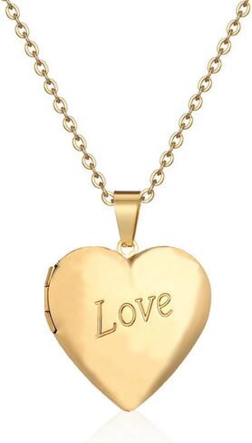Heart Locket Necklace Pendant Dainty Memorial Keepsake Locket Necklace That Holds Pictures Stainless Steel Heart Photo Box Necklace for Women Lover Mother Father Daughter Son Fashion Jewelry Gifts in Kuwait