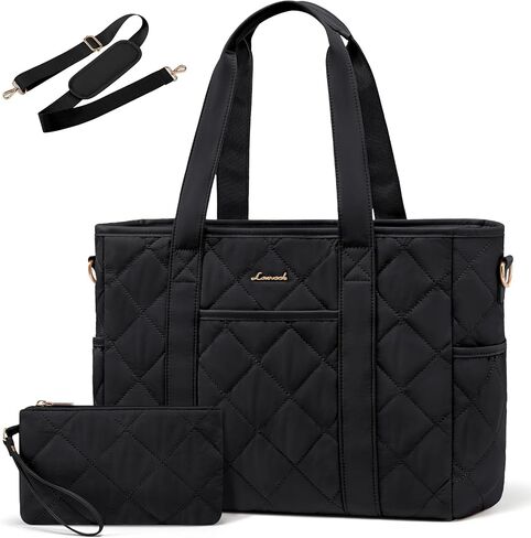 LOVEVOOK Tote Bag for Women, Quilted Puffer 15.6 Inch Laptop Handbag with Zipper, Large Lightweight Shoulder Bag in Kuwait
