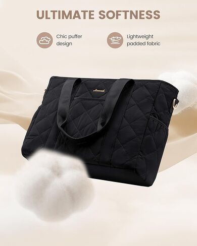LOVEVOOK Tote Bag for Women, Quilted Puffer 15.6 Inch Laptop Handbag with Zipper, Large Lightweight Shoulder Bag in Kuwait