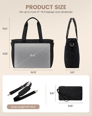 LOVEVOOK Tote Bag for Women, Quilted Puffer 15.6 Inch Laptop Handbag with Zipper, Large Lightweight Shoulder Bag in Kuwait