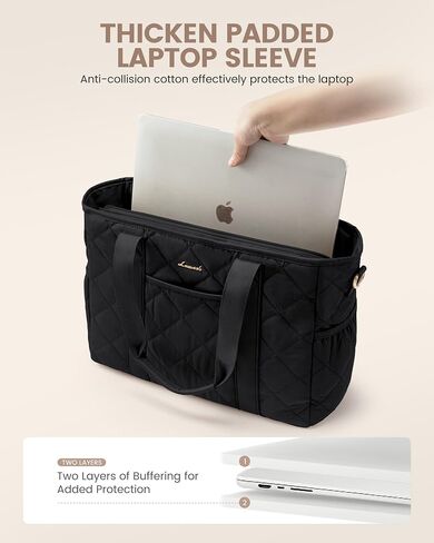 LOVEVOOK Tote Bag for Women, Quilted Puffer 15.6 Inch Laptop Handbag with Zipper, Large Lightweight Shoulder Bag in Kuwait