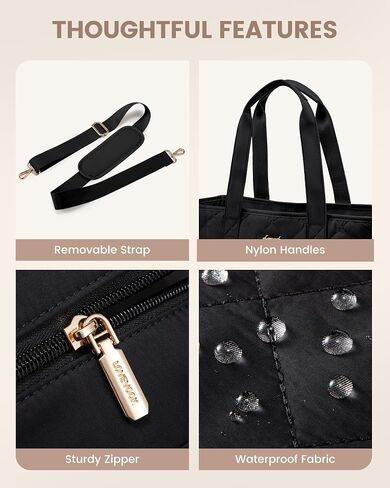 LOVEVOOK Tote Bag for Women, Quilted Puffer 15.6 Inch Laptop Handbag with Zipper, Large Lightweight Shoulder Bag in Kuwait