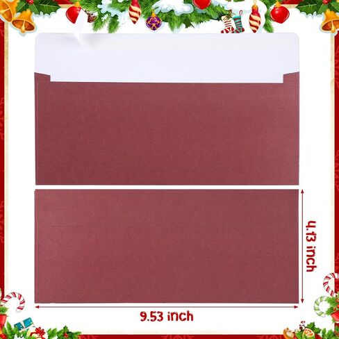 Zhanmai 60 Pieces Christmas Envelopes Letter Size #10 Holiday Envelopes Xmas Self Adhesive Envelopes for Mailing Office Business Wedding Birthday Cash Note Party Gift Supplies, 4.13 x 9.53 Inch in Kuwait