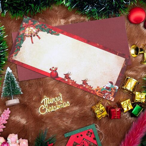 Zhanmai 60 Pieces Christmas Envelopes Letter Size #10 Holiday Envelopes Xmas Self Adhesive Envelopes for Mailing Office Business Wedding Birthday Cash Note Party Gift Supplies, 4.13 x 9.53 Inch in Kuwait