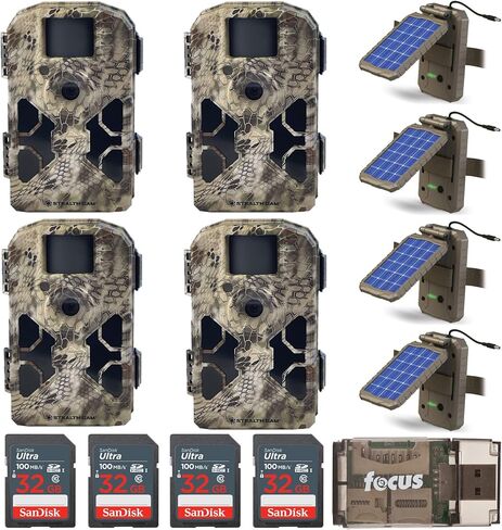 Stealth Cam G42NG 32MP No Glow Trail Camera (Kryptek Camo, 2-Pack) Bundle with Lithium Solar Power Panel (2-Pack), 2GB Ultra SDHC UHS-I Memory Card (2-Pack) and USB 2.0 Card Reader (7 Items) in Saudi Arabia