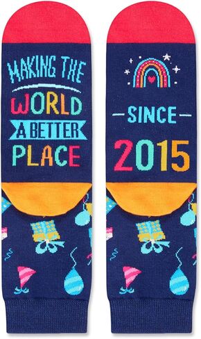HAPPYPOP 9th Birthday Gifts Ideas Socks - Gifts for Kids Age 9, 2015 Birthday Gift Ideas for Boys Girls, Presents for 9 Year Olds in Saudi Arabia
