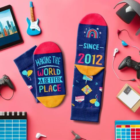 HAPPYPOP 12th Birthday Gifts Ideas Socks - 2012 Birthday Gifts for Tween Boys Girls Age 12, Presents for 12 Year Old Kids, 12 Year Old Gifts in Saudi Arabia