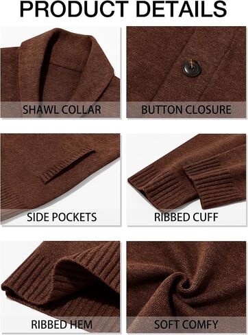 Runcati Mens Shawl Collar Cardigan Sweater Casual Button Down Winter Ribbed Chunky Knitted Sweaters in Saudi Arabia