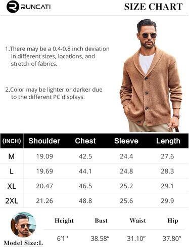 Runcati Mens Shawl Collar Cardigan Sweater Casual Button Down Winter Ribbed Chunky Knitted Sweaters in Saudi Arabia