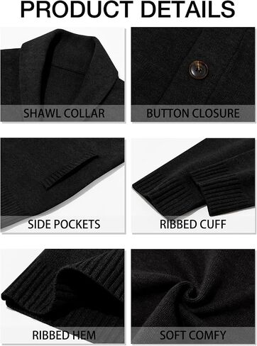 Runcati Mens Shawl Collar Cardigan Sweater Casual Button Down Winter Ribbed Chunky Knitted Sweaters in Saudi Arabia