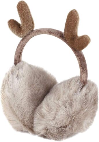 Holiberty Cute Deer Horn Fox Cat Ear Muffs Headband Women Girls Fuzzy Fur Earmuffs Ear Warmers Covers Xmas Winter Accessories in Saudi Arabia