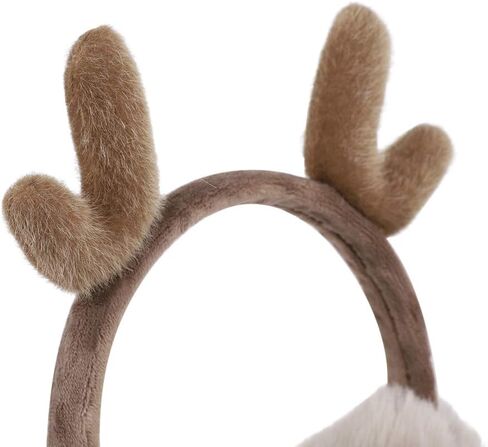 Holiberty Cute Deer Horn Fox Cat Ear Muffs Headband Women Girls Fuzzy Fur Earmuffs Ear Warmers Covers Xmas Winter Accessories in Saudi Arabia